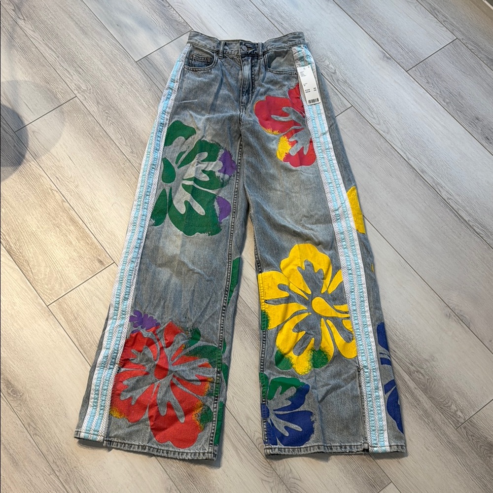BDG Multicolor Floral Wide Leg Jeans